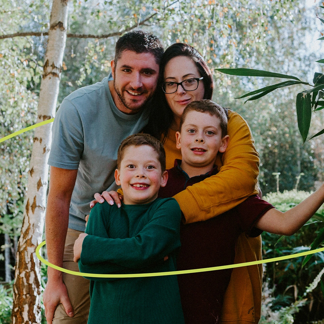 Children's Hospice South West: smiling family of four outdoors