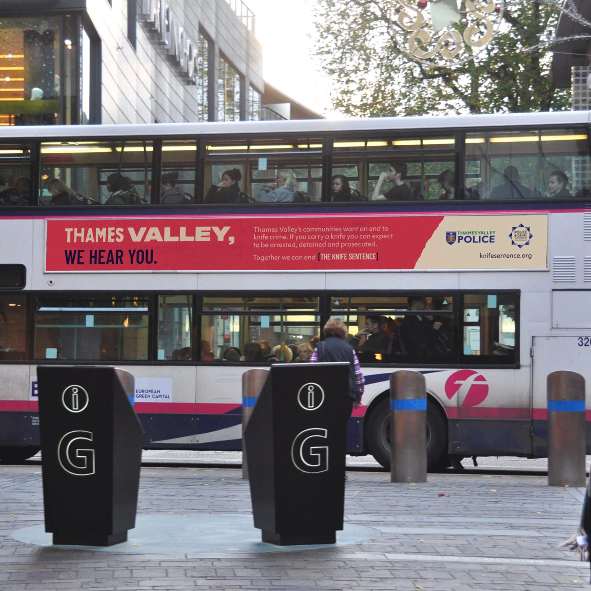 Thames Valley Police advert on the side of a bus