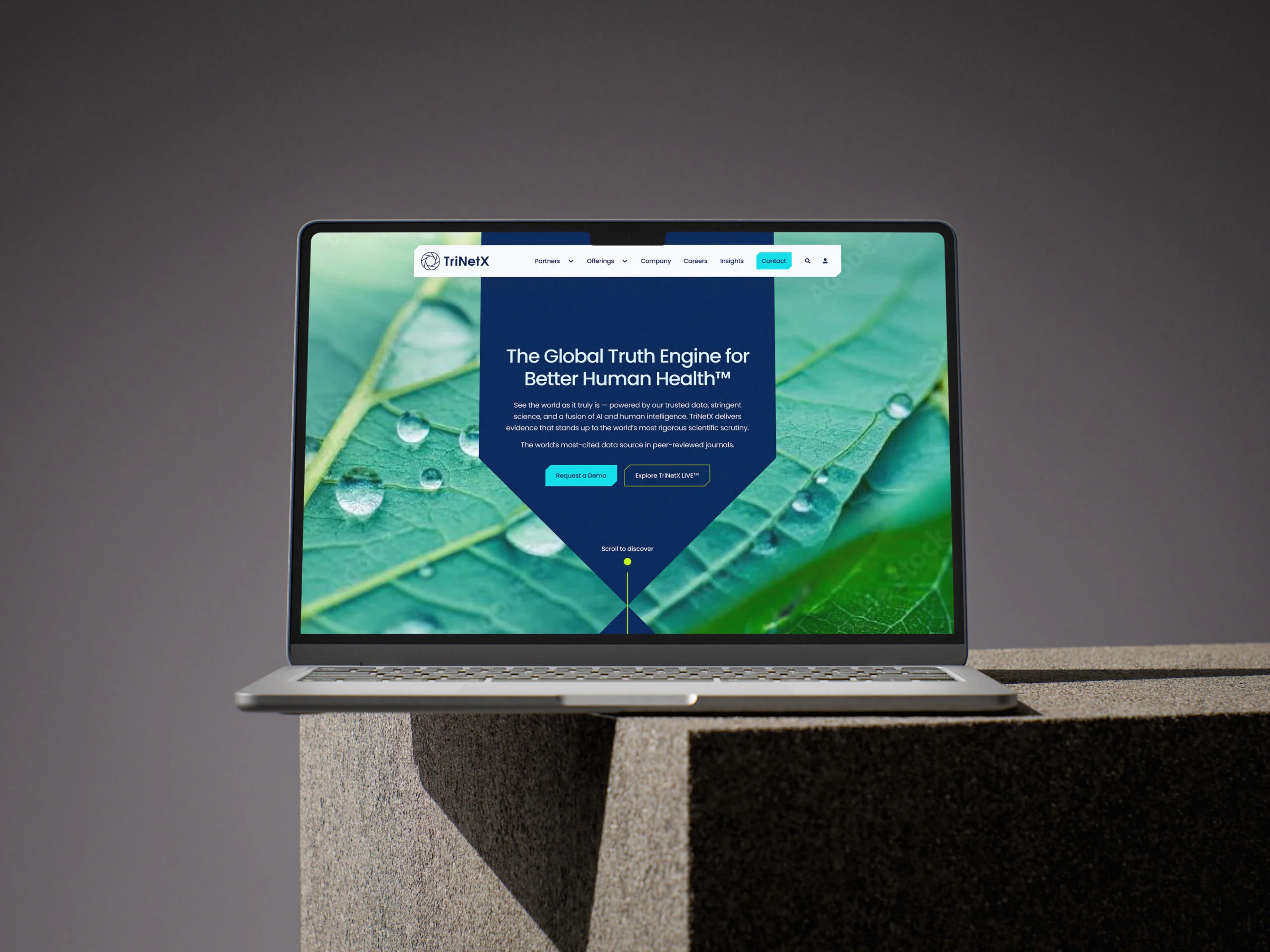TriNetX website shown on a laptop