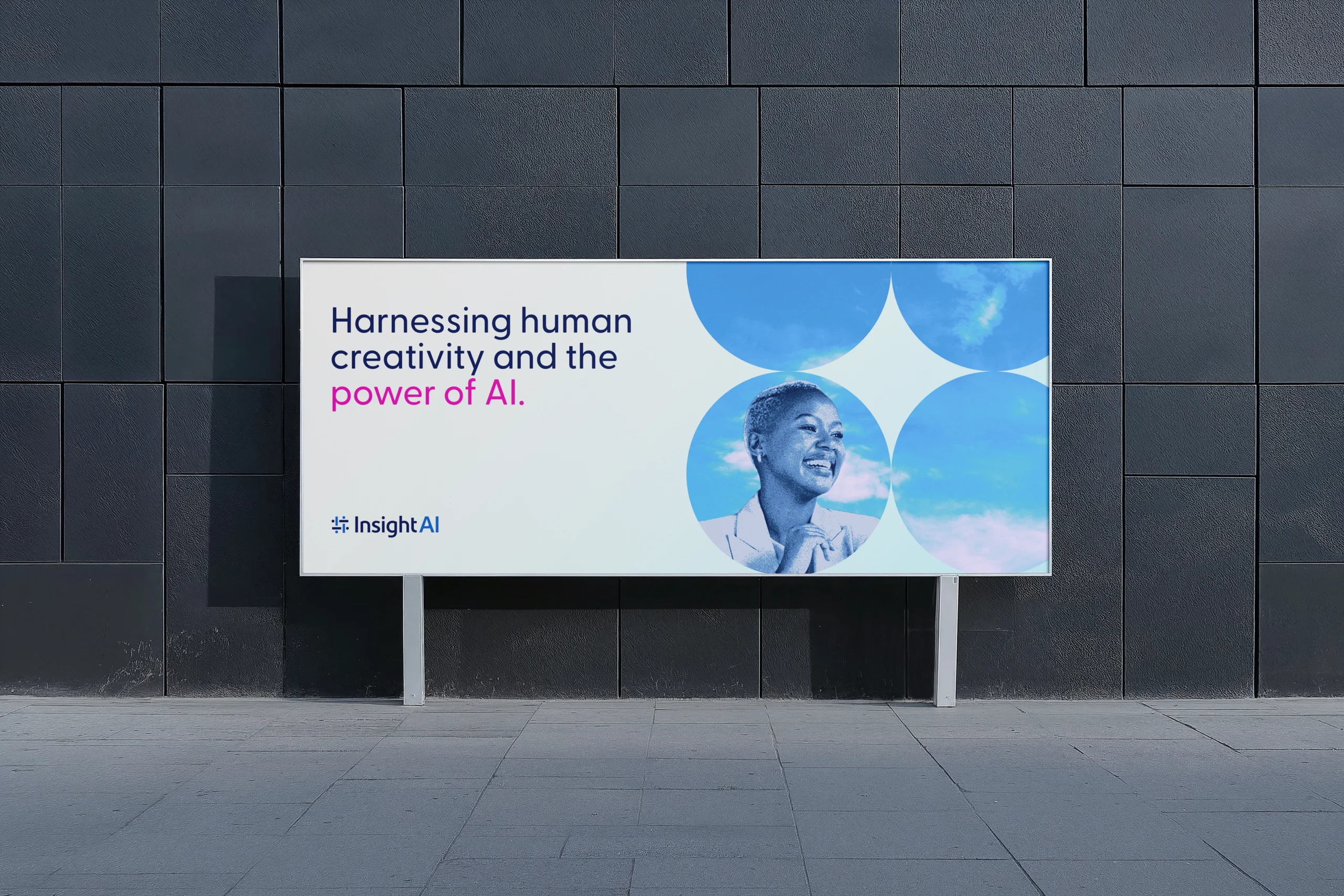 Insight AI billboard about human creativity and the power of AI
