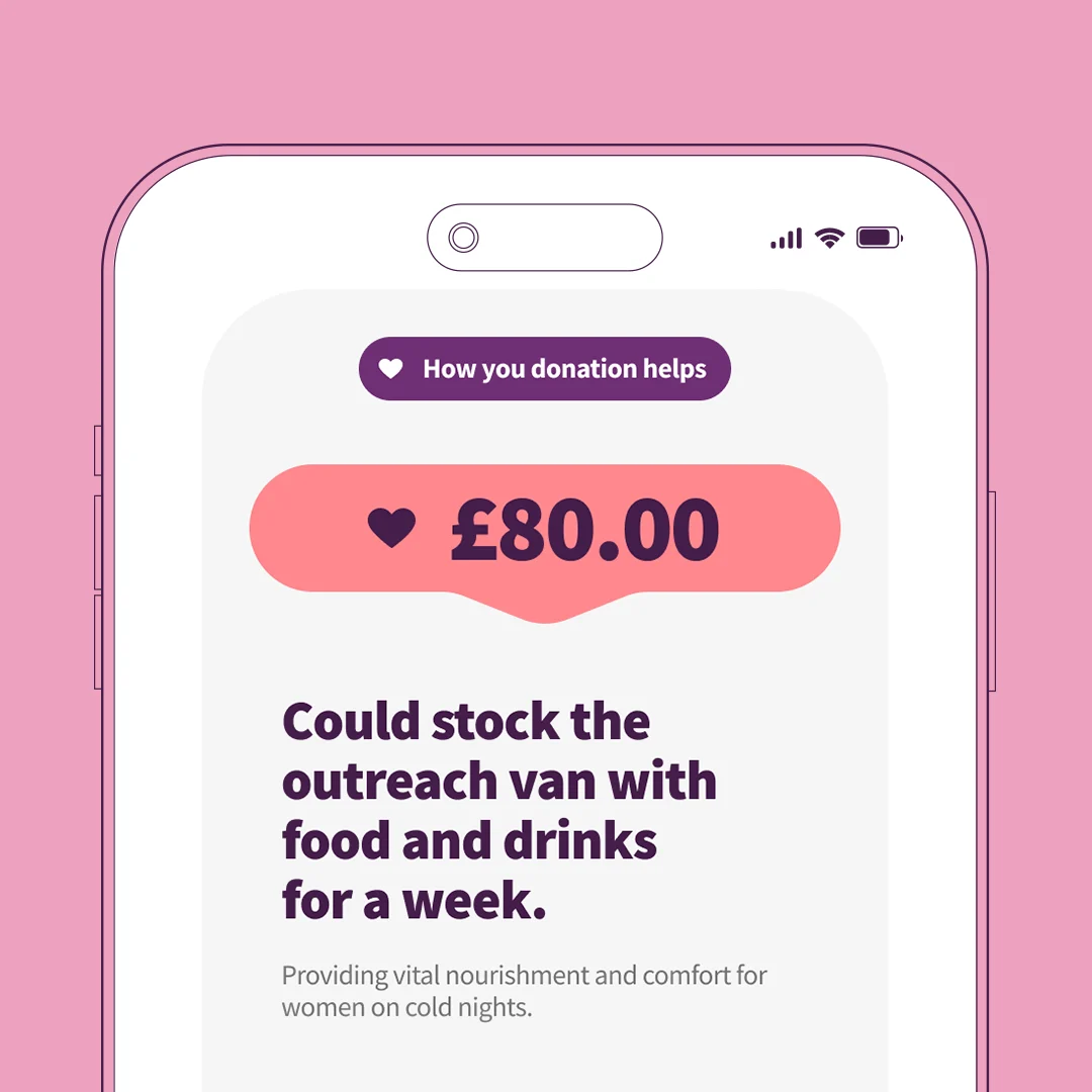 Charity donation screen on a phone showing an £80 gift