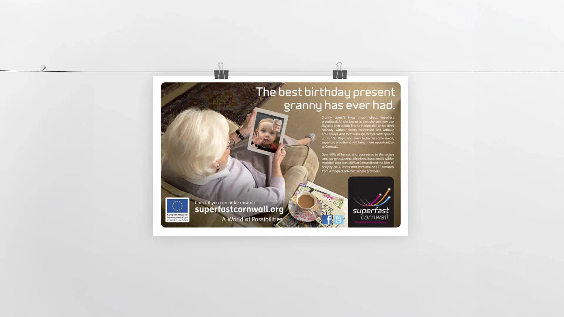Superfast broadband framed poster about a grandmother's birthday present