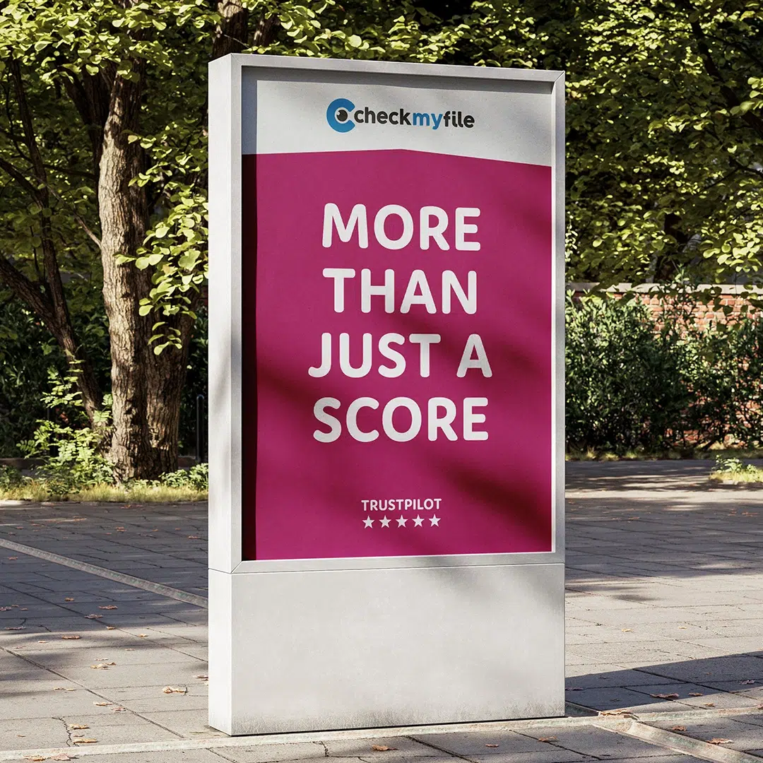 Checkmyfile "More than just a score" outdoor poster