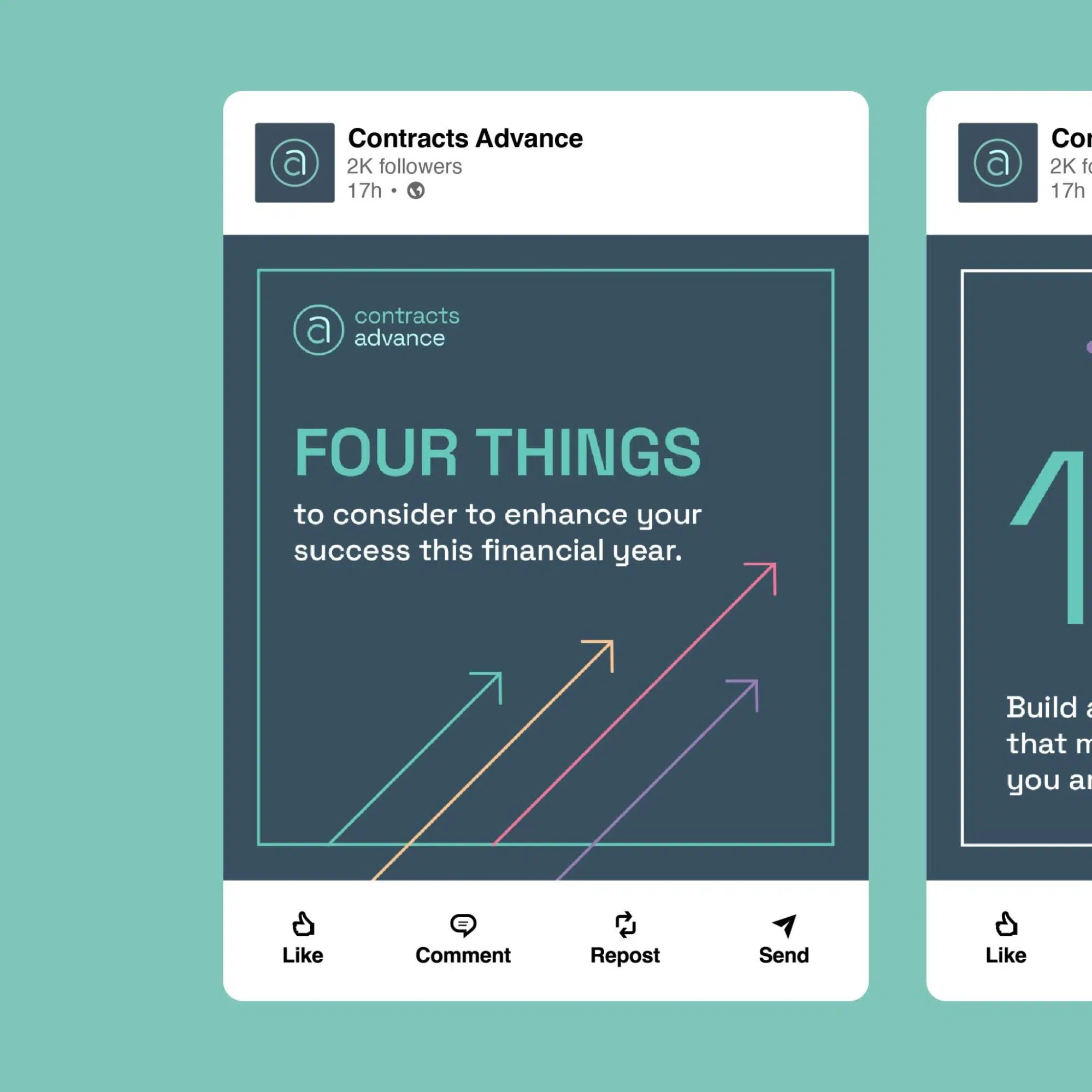 Contracts Advance LinkedIn carousel on four things for the financial year